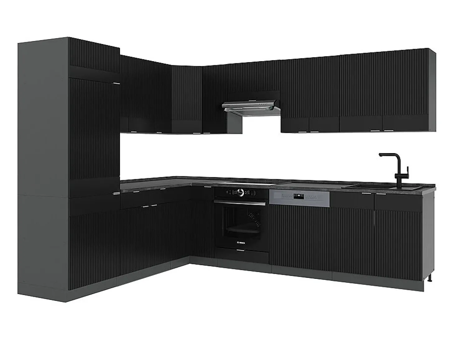 Cocina esquinera rayas negras/antracita 287x60x81.6 fame-line