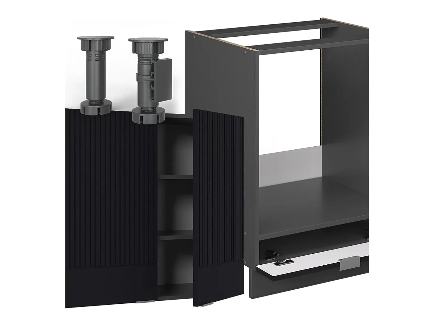 Cocina esquinera rayas negras/antracita 287x60x81.6 fame-line
