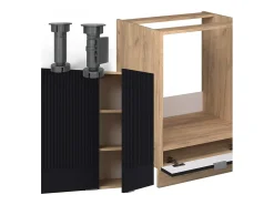 Cocina esquinera rayas negras/roble dorado 227x60x81.6 fame-line
