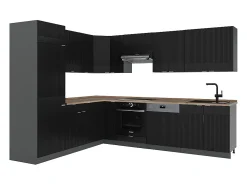Cocina esquinera rayas negras/antracita 287x60x81.6 fame-line