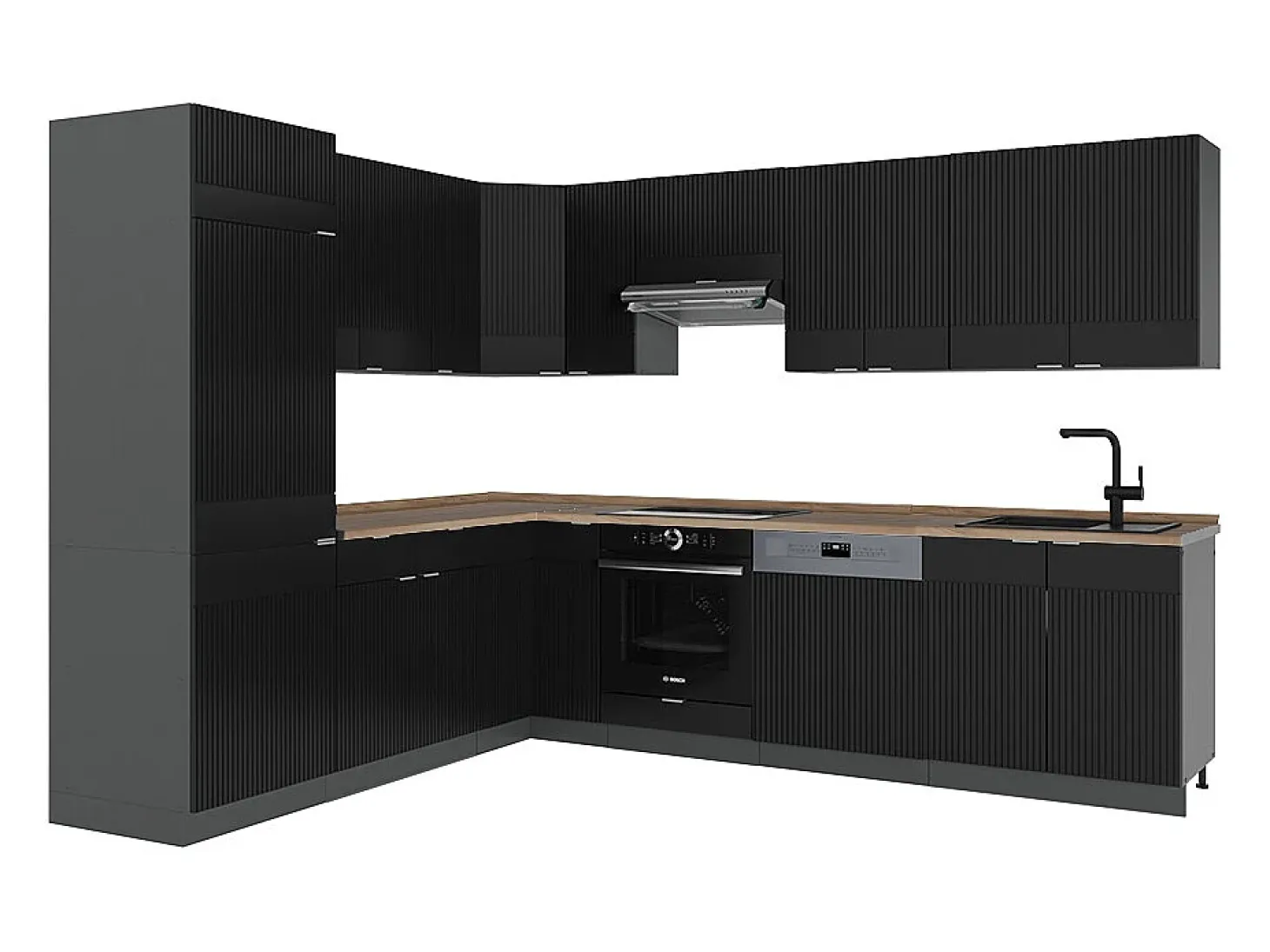 Cocina esquinera rayas negras/antracita 287x60x81.6 fame-line