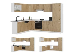Cocina esquinera roble artesanal/blanco 287x60x81.6 r-line