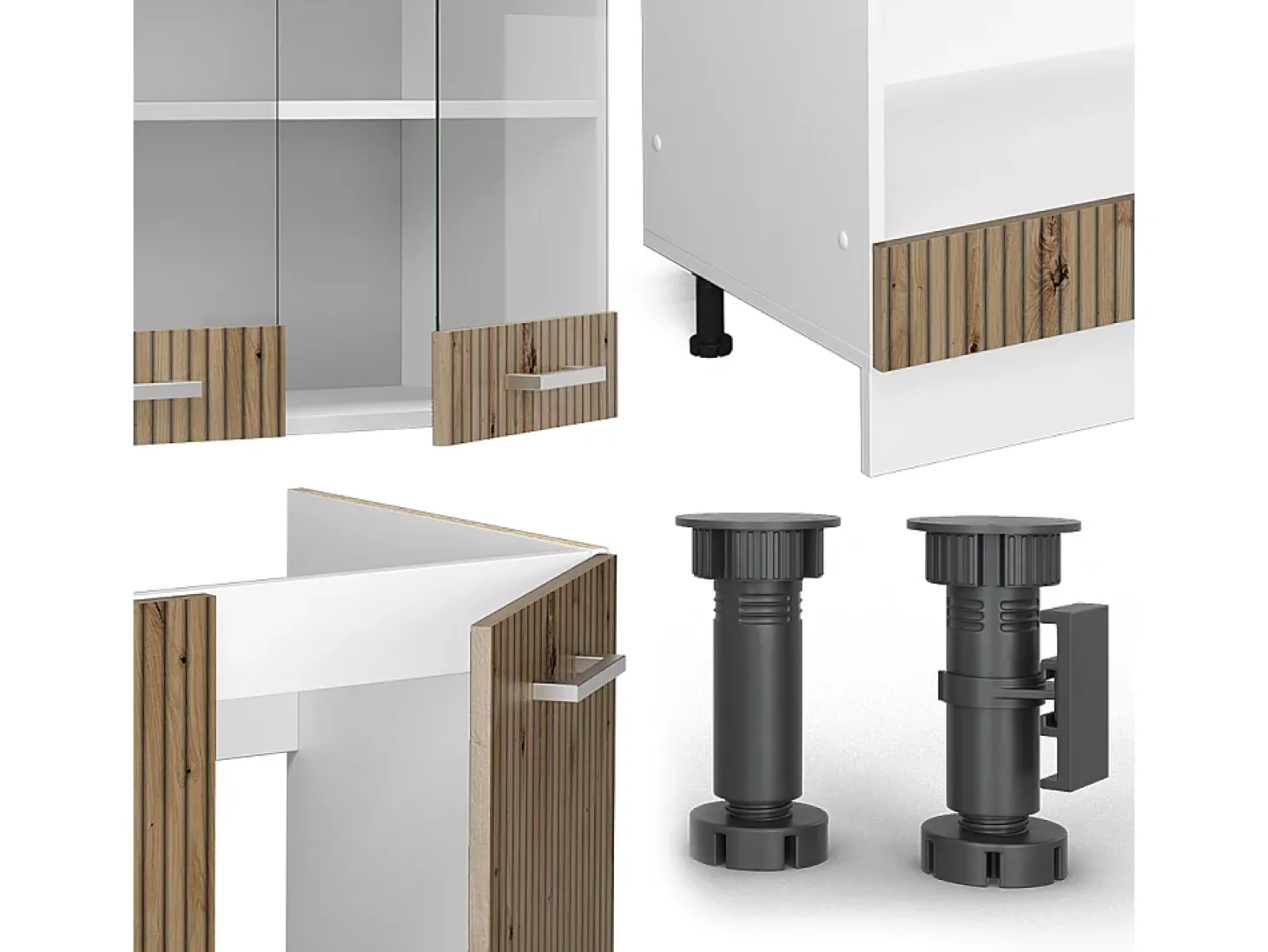 Cocina esquinera roble artesanal/blanco 287x60x81.6 r-line