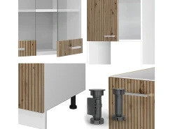 Cocina esquinera roble artesanal/blanco 247x60x81.6 r-line