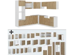 Cocina esquinera roble artesanal/blanco 247x60x81.6 r-line