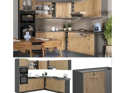Cocina esquinera roble artesanal/antracita 247x60x81.6 r-line