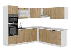 Cocina esquinera roble artesanal/blanco 247x46x81.6 r-line