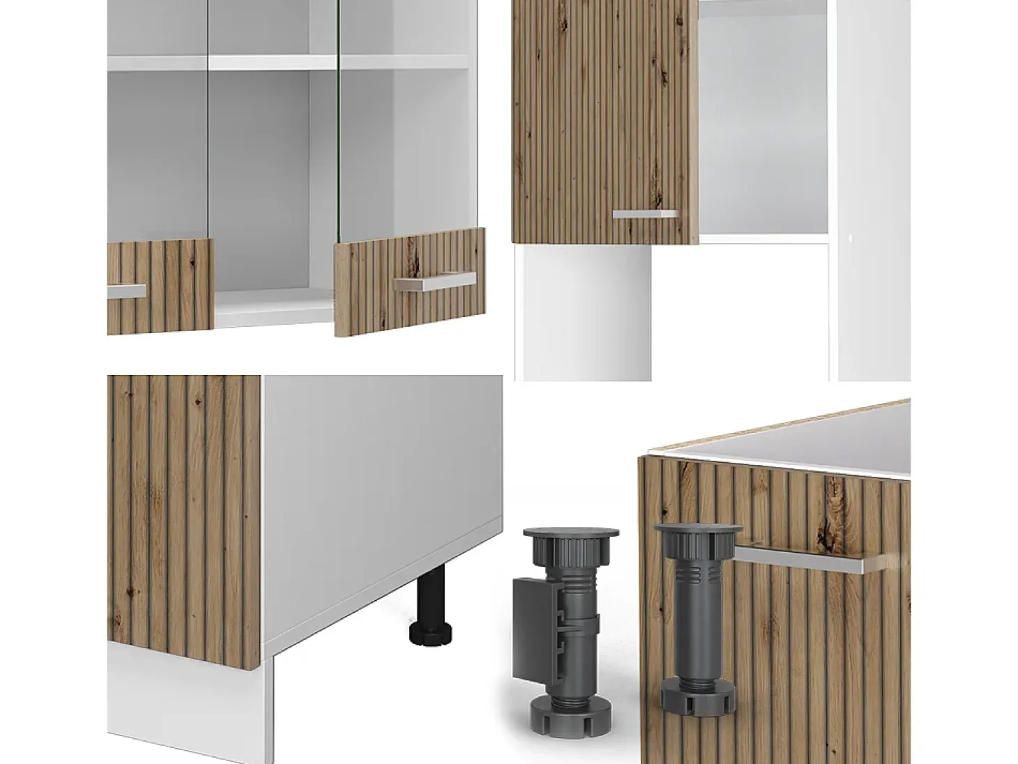 Cocina esquinera roble artesanal/blanco 247x46x81.6 r-line