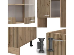Cocina esquinera roble artesanal/roble dorado 247x60x81.6 r-line