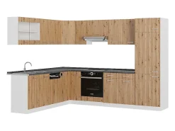 Cocina esquinera roble artesanal/blanco 287x60x81.6 r-line