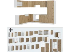 Cocina esquinera roble artesanal/blanco 287x60x81.6 r-line