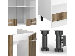 Cocina esquinera roble artesanal/blanco 287x60x81.6 r-line