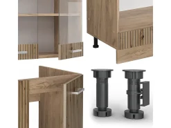 Cocina esquinera roble artesanal/roble dorado 287x60x81.6 r-line
