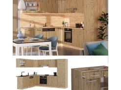 Cocina esquinera roble artesanal/roble dorado 287x60x81.6 r-line