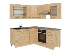 Cocina esquinera roble dorado 190x46x81.6 fame-line