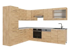 Cocina esquinera roble dorado 227x60x81.6 fame-line