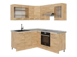 Cocina esquinera roble dorado 190x60x81.6 fame-line