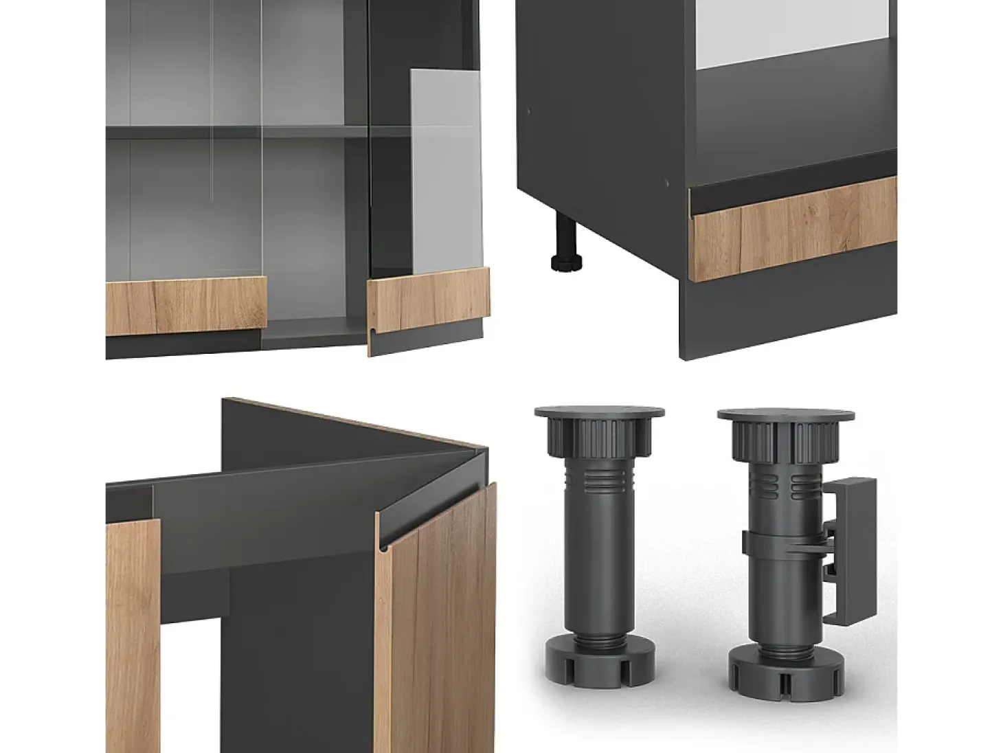Cocina esquinera roble dorado 257x46x81.6 r-line