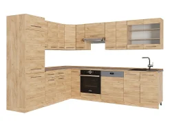 Cocina esquinera roble dorado 287x60x81.6 fame-line