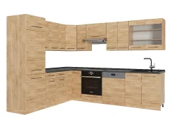 Cocina esquinera roble dorado 227x60x81.6 fame-line