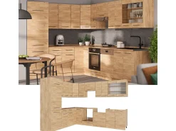 Cocina esquinera roble dorado 227x60x81.6 fame-line