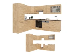 Cocina esquinera roble dorado 227x60x81.6 fame-line