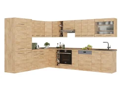 Cocina esquinera roble dorado 347x60x81.6 fame-line