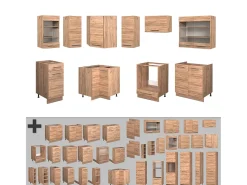 Cocina esquinera roble dorado 190x60x81.6 fame-line