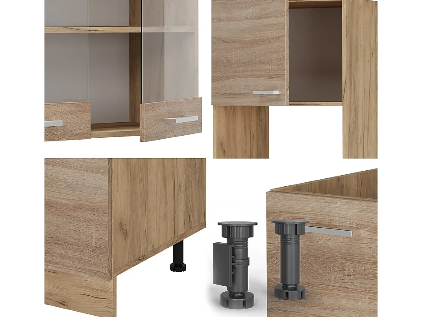 Cocina esquinera roble sonoma/goldkraft 247x60x81.6 r-line