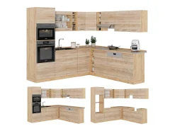 Cocina esquinera roble sonoma/goldkraft 247x60x81.6 r-line