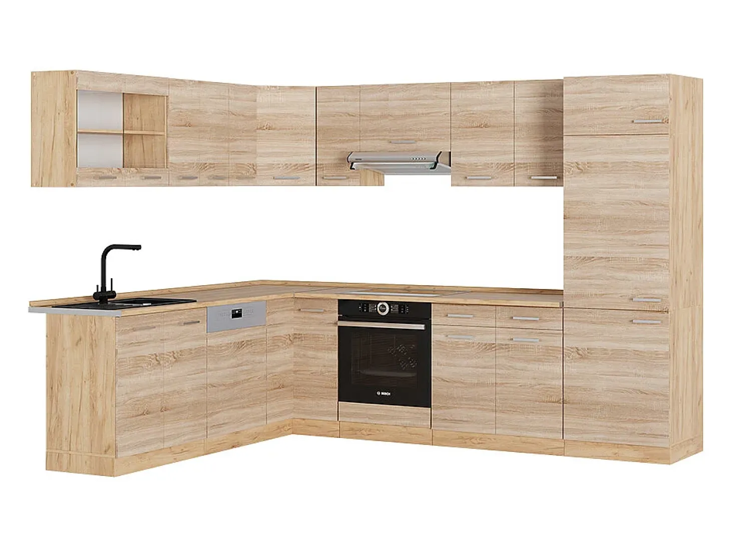 Cocina esquinera roble sonoma/goldkraft 287x46x81.6 r-line