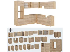 Cocina esquinera roble sonoma/goldkraft 247x46x81.6 r-line
