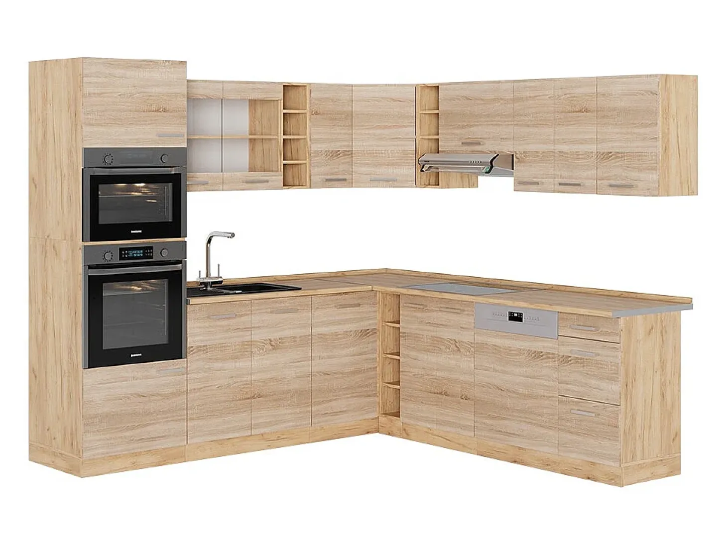 Cocina esquinera roble sonoma/goldkraft 247x46x81.6 r-line