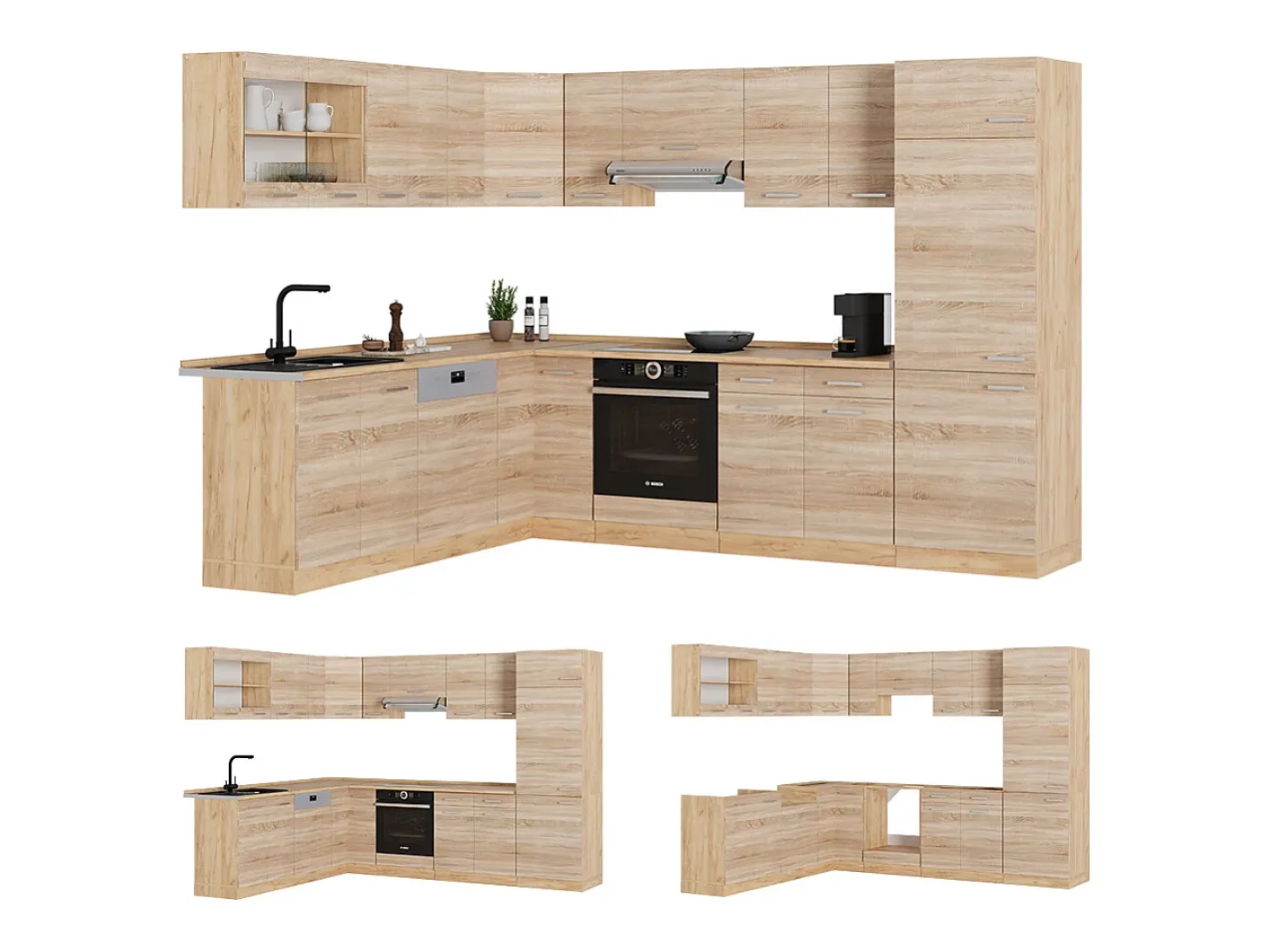 Cocina esquinera roble sonoma/goldkraft 287x60x81.6 r-line