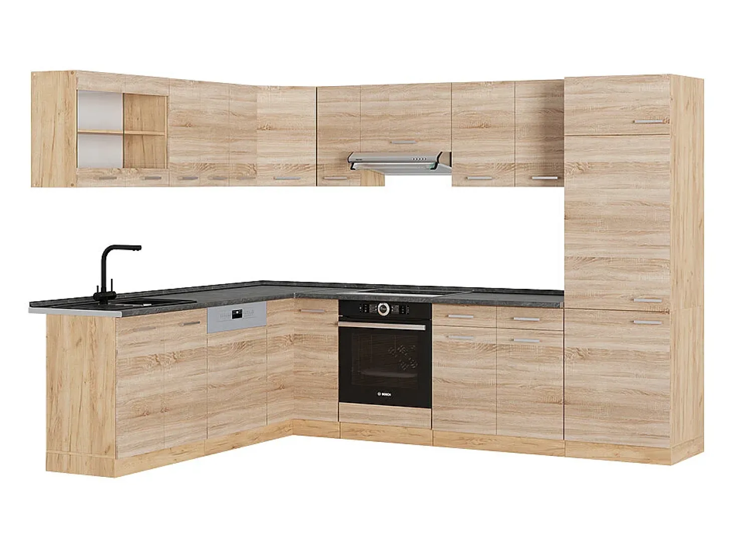 Cocina esquinera roble sonoma/goldkraft 287x60x81.6 r-line