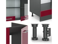 Cocina esquinera rojo brillo intenso/antracita 287x46x81.6 r-line