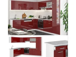 Cocina esquinera rojo brillo intenso/blanco 287x60x81.6 r-line