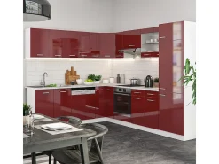 Cocina esquinera rojo brillo intenso/blanco 287x60x81.6 r-line