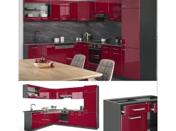 Cocina esquinera rojo brillo intenso/antracita 287x60x81.6 r-line