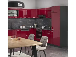 Cocina esquinera rojo brillo intenso/antracita 287x60x81.6 r-line