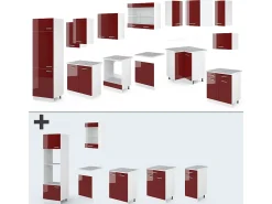 Cocina esquinera rojo brillo intenso/blanco 287x60x81.6 r-line