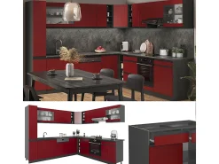 Cocina esquinera rojo/antracita 277x60x81.6 r-line