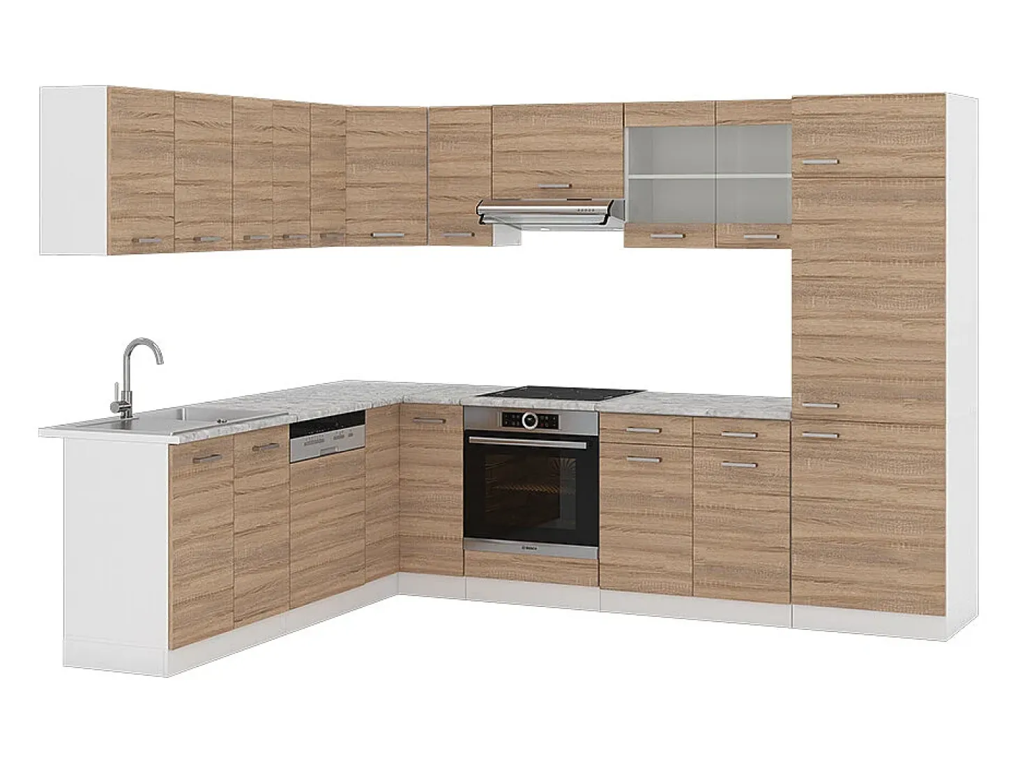 Cocina esquinera sonoma 287x60x81.6 r-line