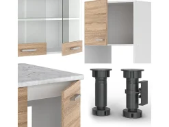 Cocina esquinera sonoma/blanco 247x60x81.6 r-line