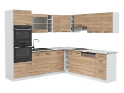 Cocina esquinera sonoma/blanco 247x60x81.6 r-line