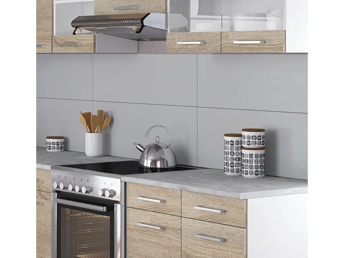 Cocina esquinera sonoma/blanco 270x60x81.6 rick