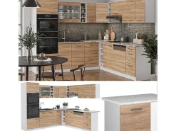 Cocina esquinera sonoma/blanco 247x60x81.6 r-line