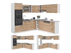 Cocina esquinera sonoma/blanco 247x60x81.6 r-line