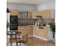 Cocina esquinera sonoma/blanco 247x60x81.6 r-line