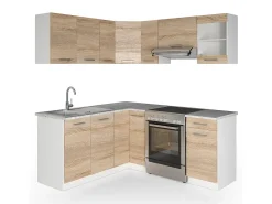 Cocina esquinera sonoma/blanco 187x60x81.6 rick